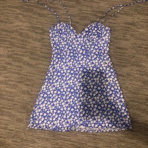 ZAFUL Floral Tie Shoulder Slit Cami Dress